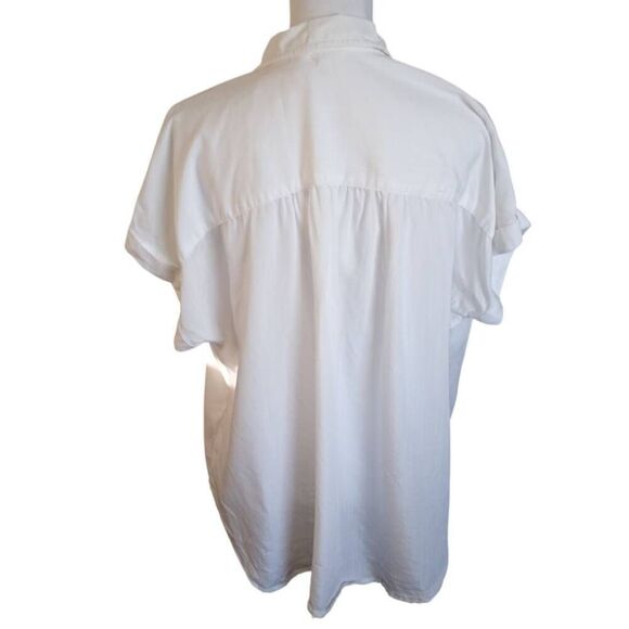 TIME & TRU WHITE BUTTON DOWN ROLL SLEEVE BLOUSE SZ.L EUC. - Picture 7 of 10